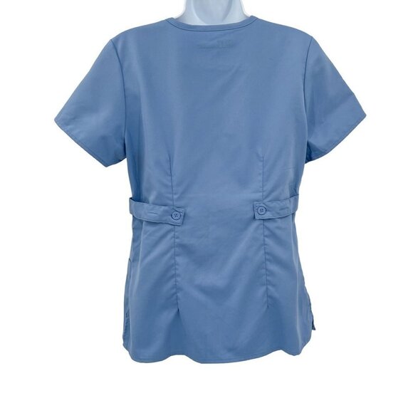 New Grey's Anatomy 3 Pocket Mock Wrap Scrub Top Style 4153 Ciel Blue Small - Picture 3 of 7